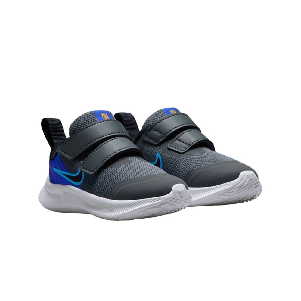 Nike Toddler Gray and Blue Hook-and-Loop Athletic Sneakers